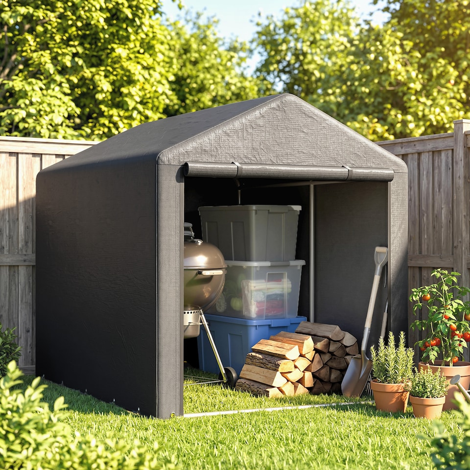 image 1 of Outsunny 1.6 x 2.2m Garden Storage Shed Portable Shed Tent, Dark Grey | Grey | 1