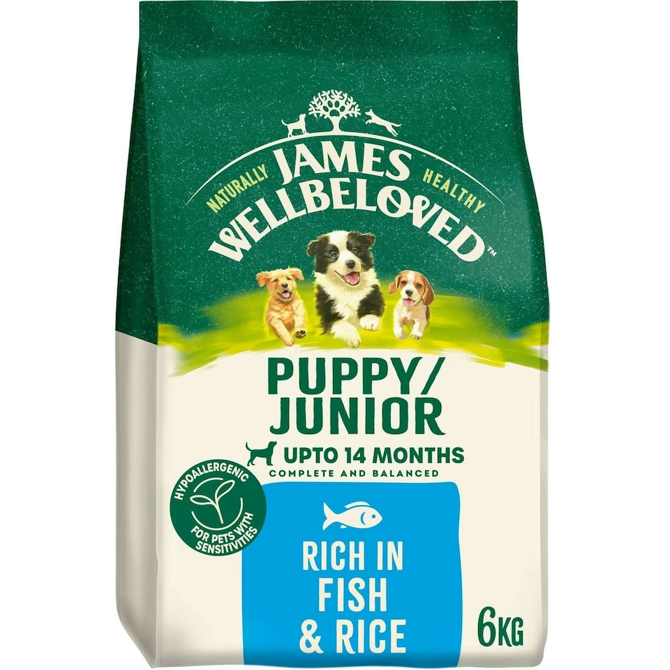 image 1 of James Wellbeloved Natural Puppy Complete Dry Dog Food Fish & Rice 6kg