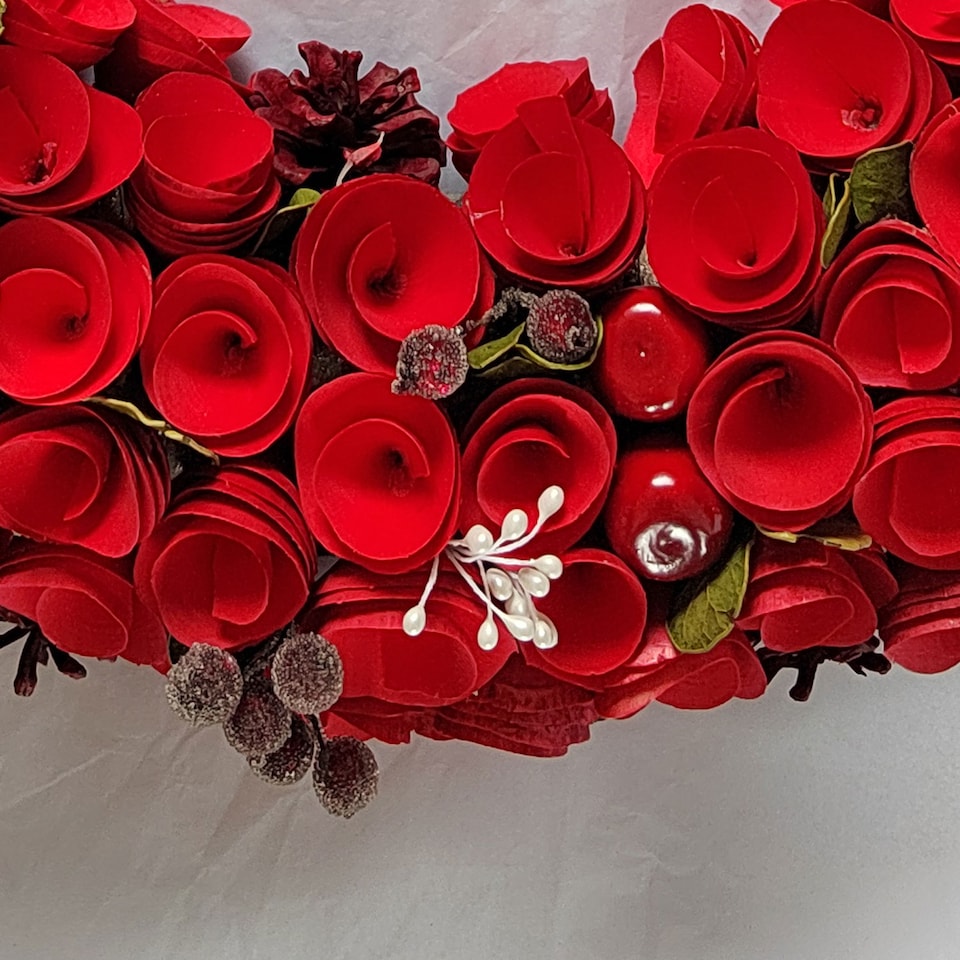 image 1 of Neo Luxury Extra Large Red Rose Wreath 50cm Home Artificial Christmas Festive Front Door Decoration | Red | Red