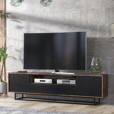TV Unit Sideboard Cabinet Storage Cabinet Oak Black Industrial Media Console 200cm