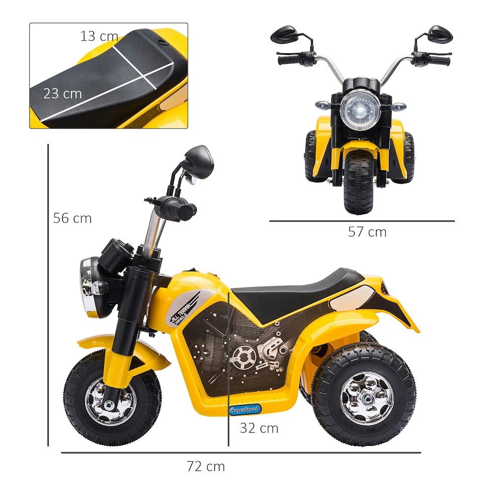 image 1 of HOMCOM Kids 6V Electric Motorcycle Ride-On Toy Battery 18 - 36 Months Yellow