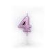 image 1 of Pink Number 4 Candle Pink