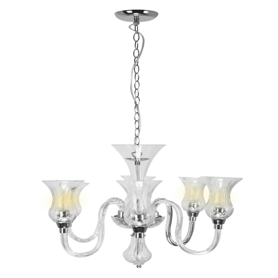image 1 of Interiors by Premier Abelia Glass and Chrome 6 Arm Chandelier