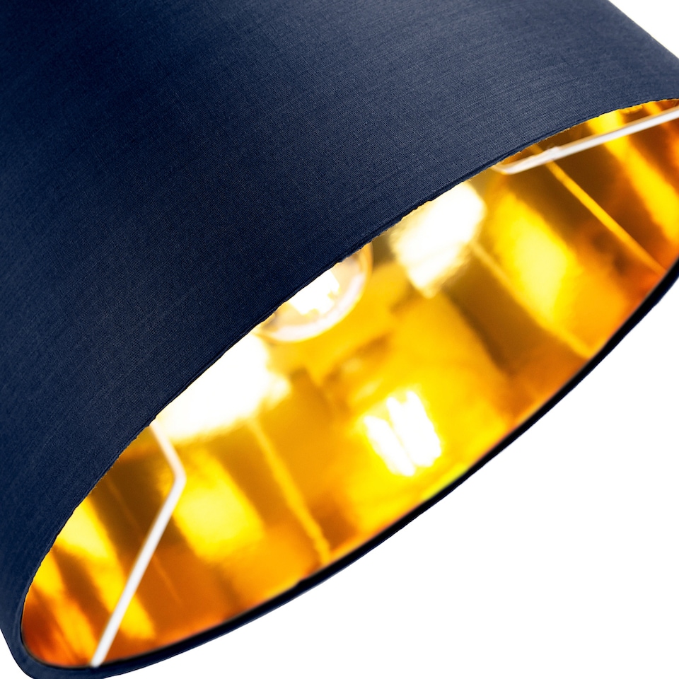 image 1 of Contemporary Blue Cotton 14 Table/Pendant Lamp Shade with Shiny Copper Inner | Blue