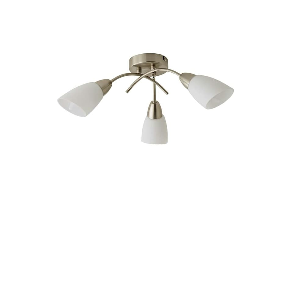 image 1 of ValueLights Barine Brushed Silver Semi-Flush Light and E14 Golfball LED 4W Warm White 3000K Bulb