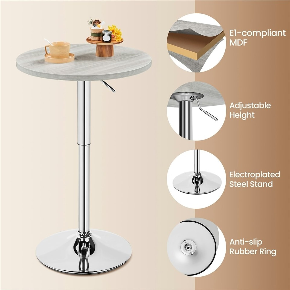 image 1 of Yaheetech Adjustable Pub Round Table