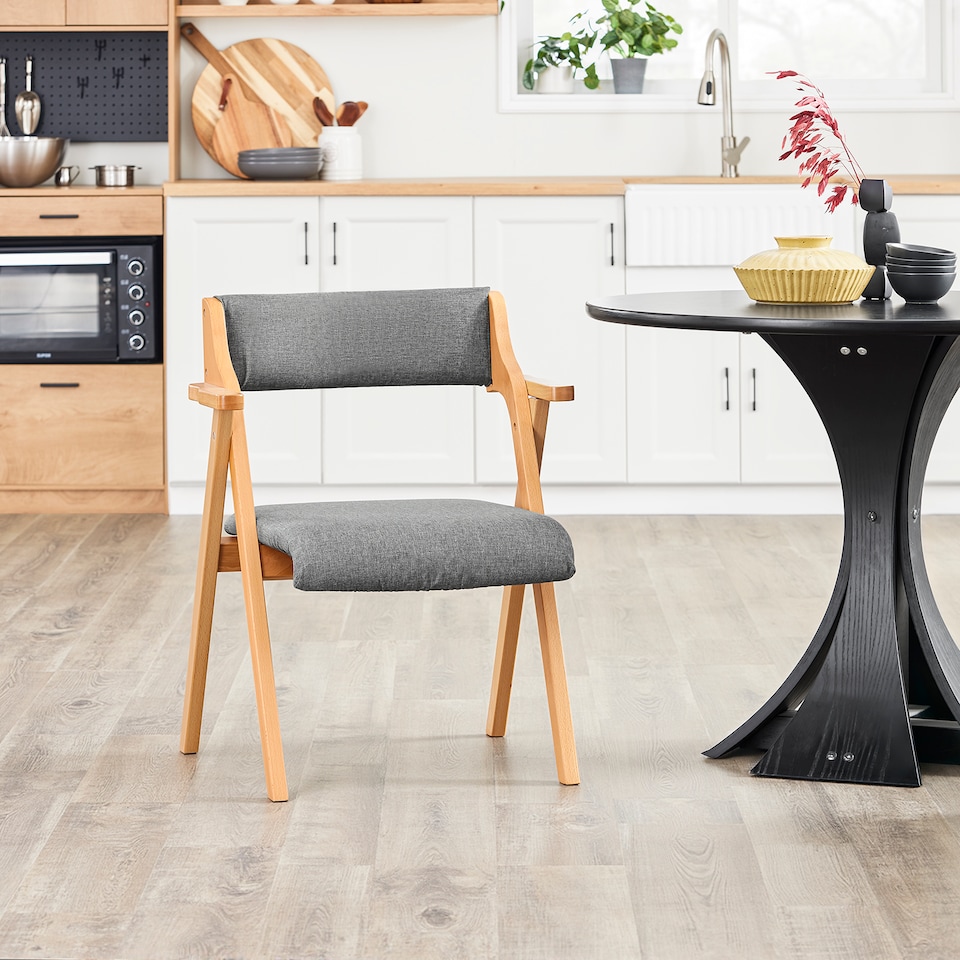 image 1 of SoBuy 2 Folding Chairs Gray, Solid Wood Frame, 24.2x22x30.5 in, 14 kg - FST98-HGX2