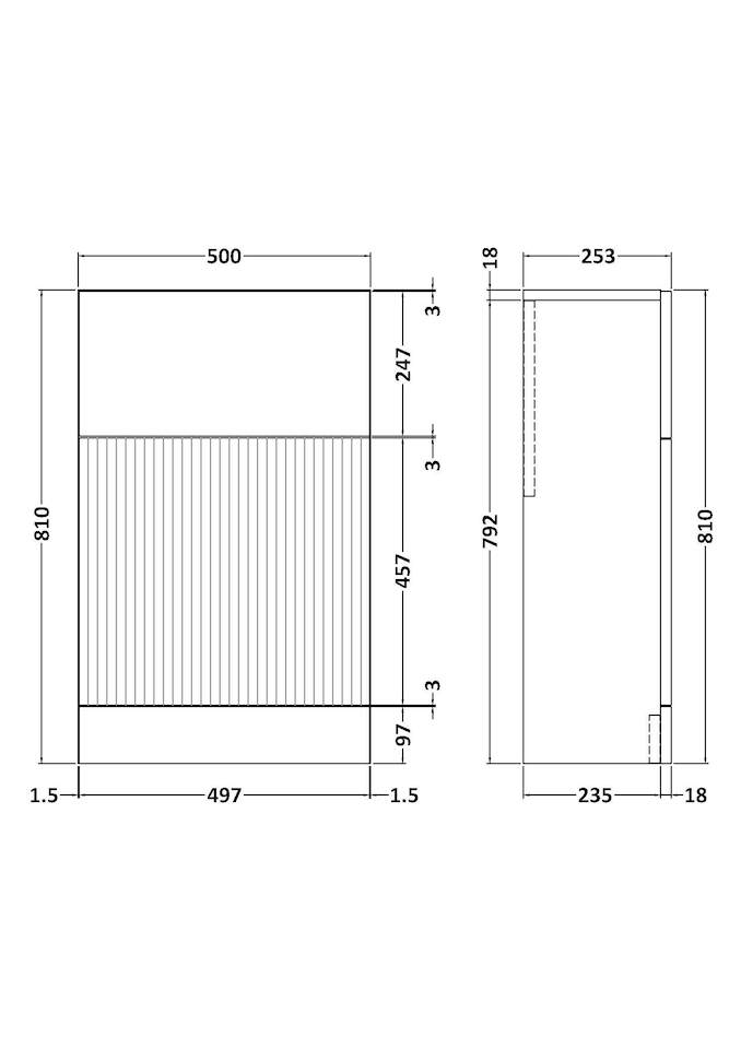 image 1 of Contemporary Fluted 500mm Floor Standing WC Unit, Satin Blue | Blue | Satin Blue | 253 x 500 x 810mm