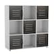 image 1 of 9-Cube Shelving Unit With Industrial Style Metal Doors | White | White & Black | 1