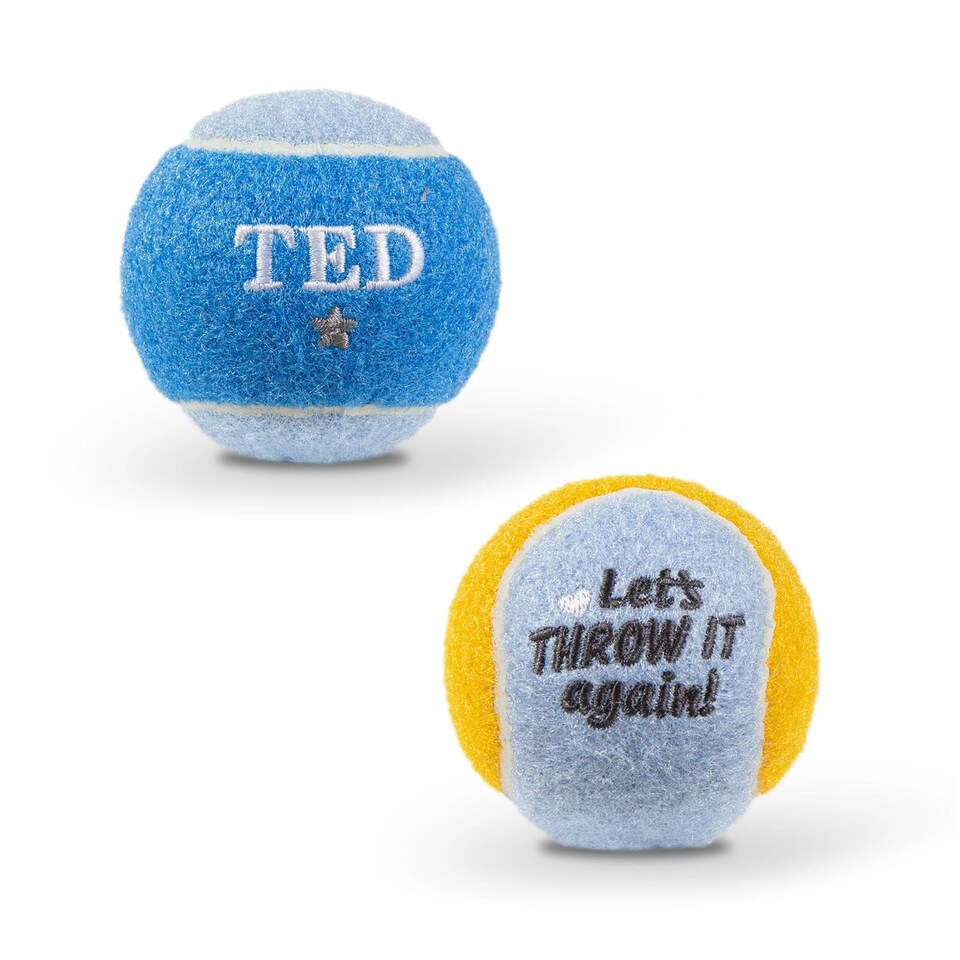 image 1 of Pre-Personalised Dog Ball Gift Pack 2pcs Blue Ted