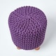 image 3 of Homescapes Deep Purple Tall Cotton Knitted Footstool on Legs