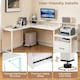 image 8 of COSTWAY L-shaped Desk Home Office Desk with File Drawer White