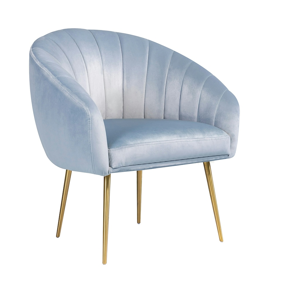 image 1 of Helena Velvet Accent Chair - Light Blue