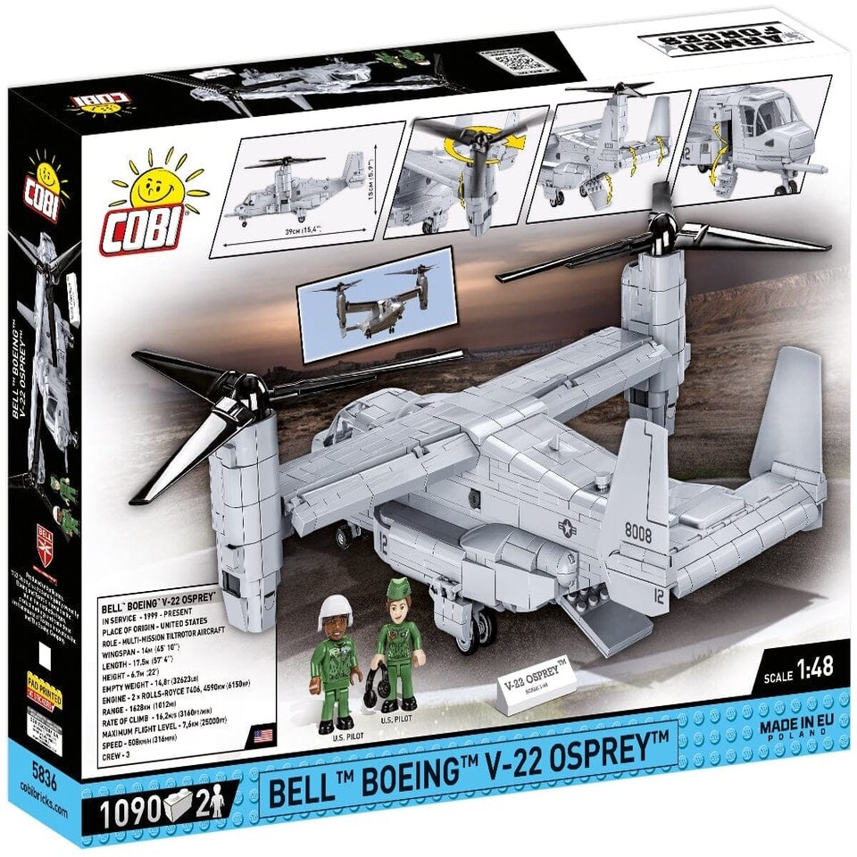 image 1 of Bell Boeing V-22 Osprey tiltrotor brick model - COBI 5836 - 1090 bricks