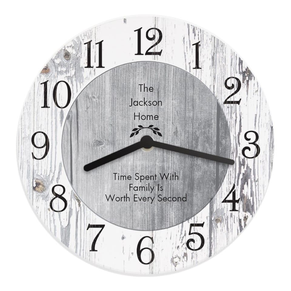 image 1 of Personalised Any Message Shabby Chic Large Wooden Clock