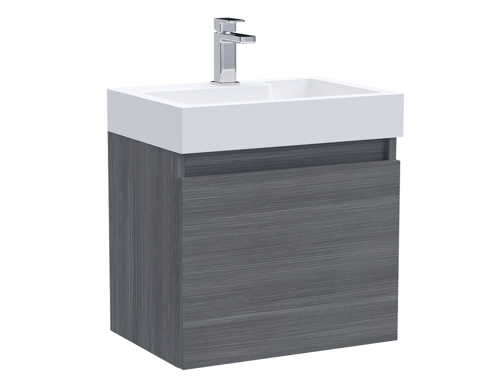 image 1 of Balterley Wall Hung Vanity Basin Unit & Polymarble Basin | Grey | Anthracite Woodgrain