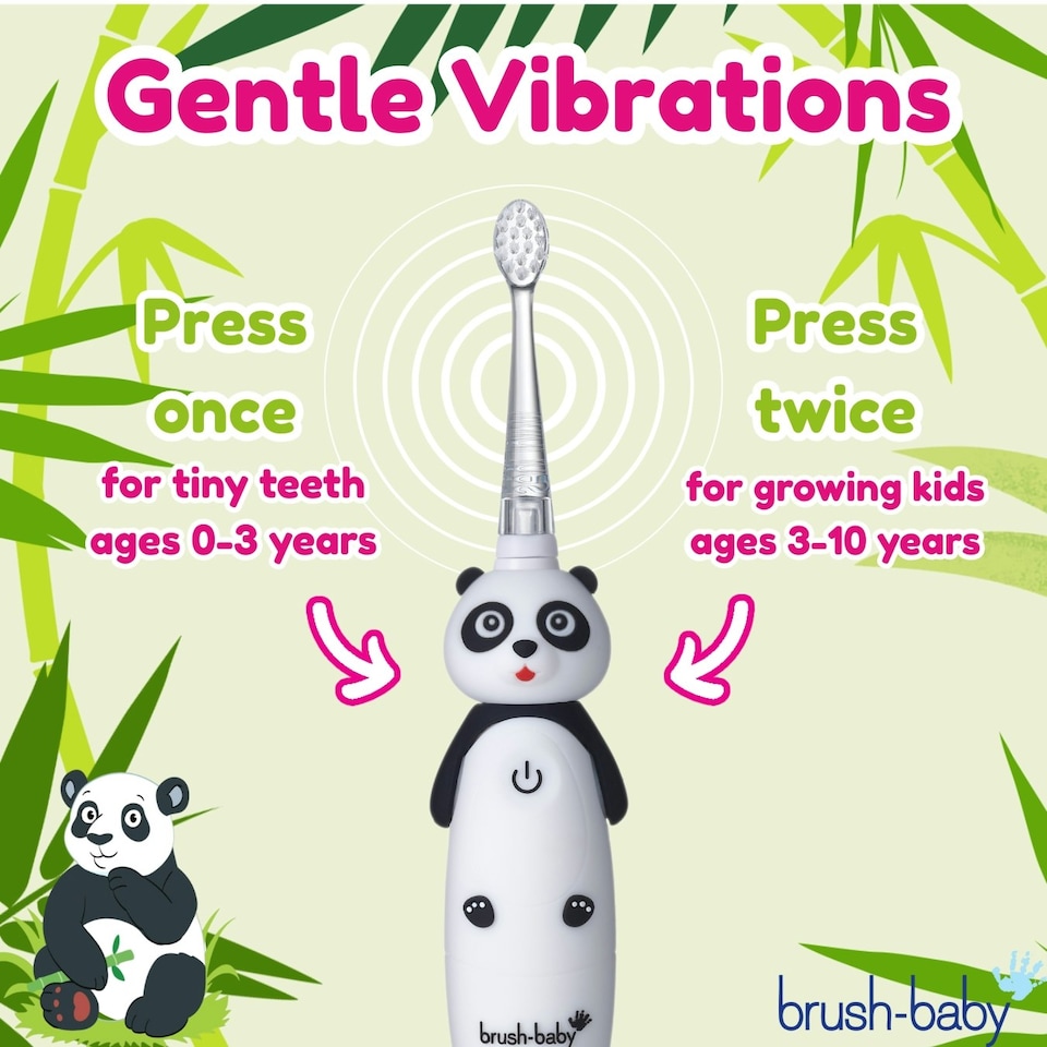 image 1 of Brush Baby WildOnes™ Panda Kids Electric Rechargeable Toothbrush