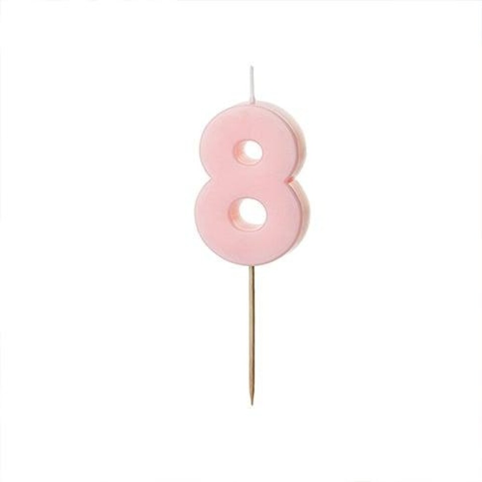 image 1 of Pastel Pink Number 8 Shaped Candle 5.5cm