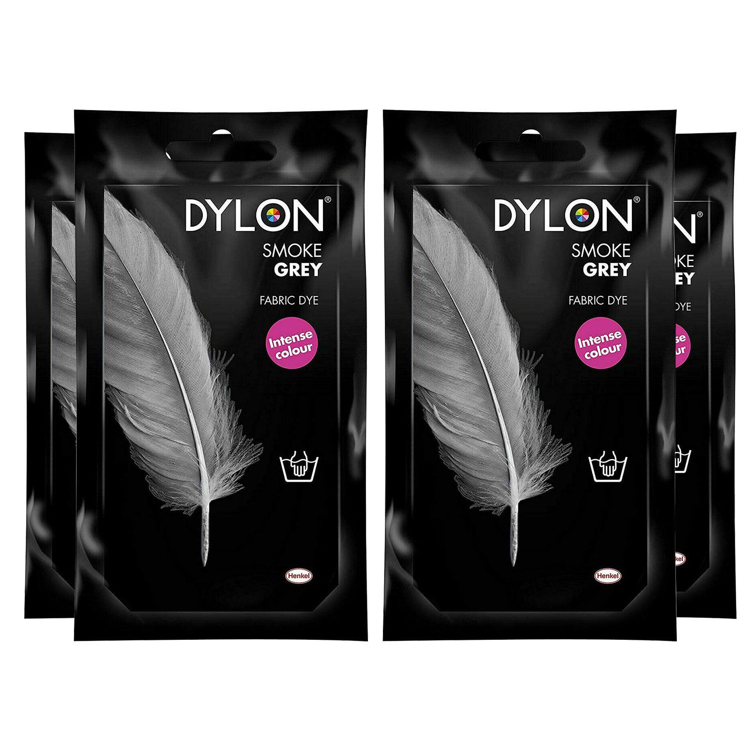 Dylon Hand Fabric Dye Sachet for Clothes Smoke Grey 50g, 4 pack | Grey | Smoke  Grey | 4