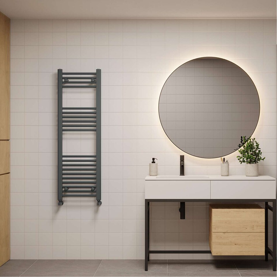 image 1 of Zennor - Anthracite Heated Towel Rail - H1200mm x W400mm - Straight