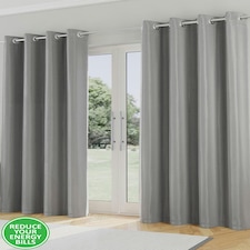 Supersoft Grey Curtains 46 x 72 inch (117 x 183 cm) Room Darkening Eyelet Thermal Noise Reducing Curtains for Bedroom and Living Room