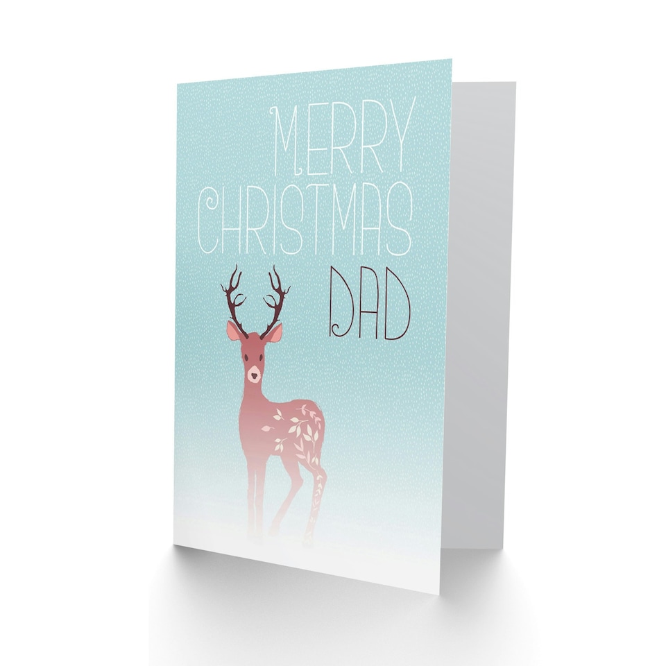 image 1 of Cute Reindeer Deer in Winter Mist Christmas Dad Card