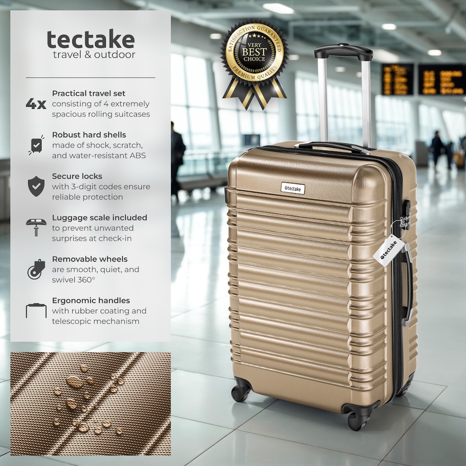 image 1 of Suitcase Set Mila - 4 hard-shell suitcases, including luggage scales and tags | Cream | champagne | 1