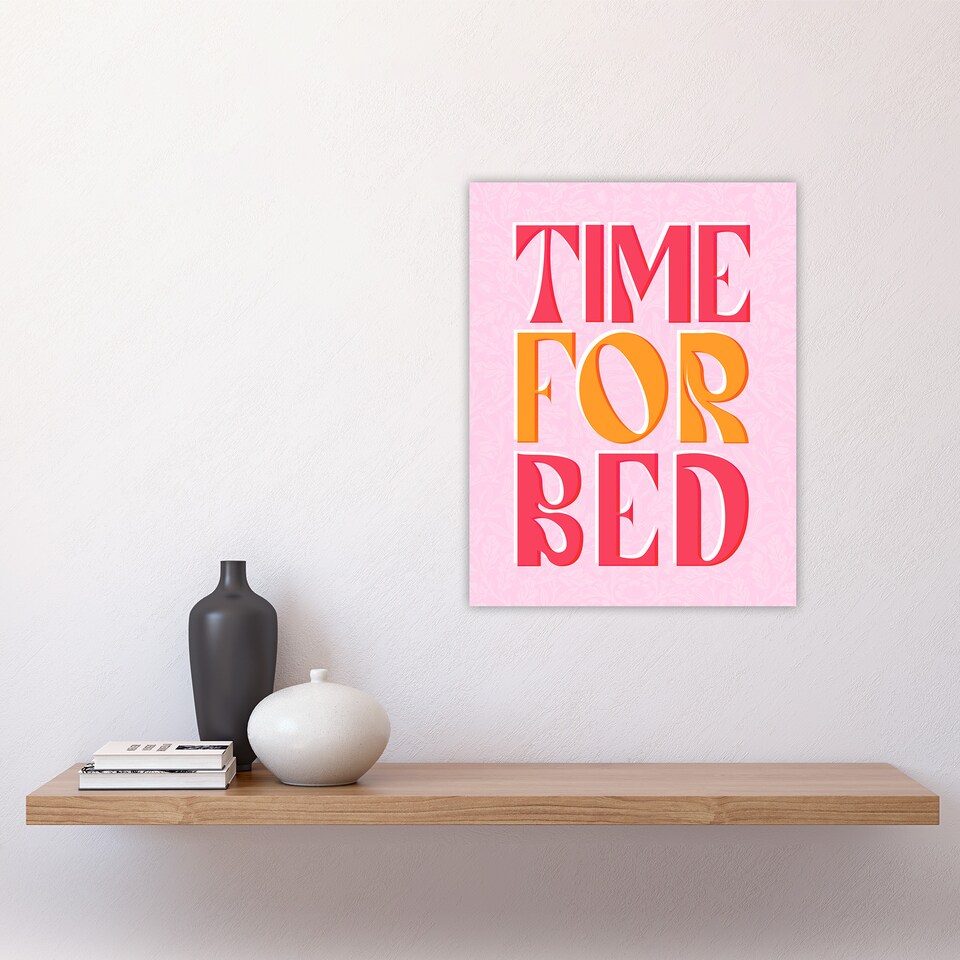 image 1 of Time For Bed Pink And Orange Bold Modern Wall Art Print 12x16 In