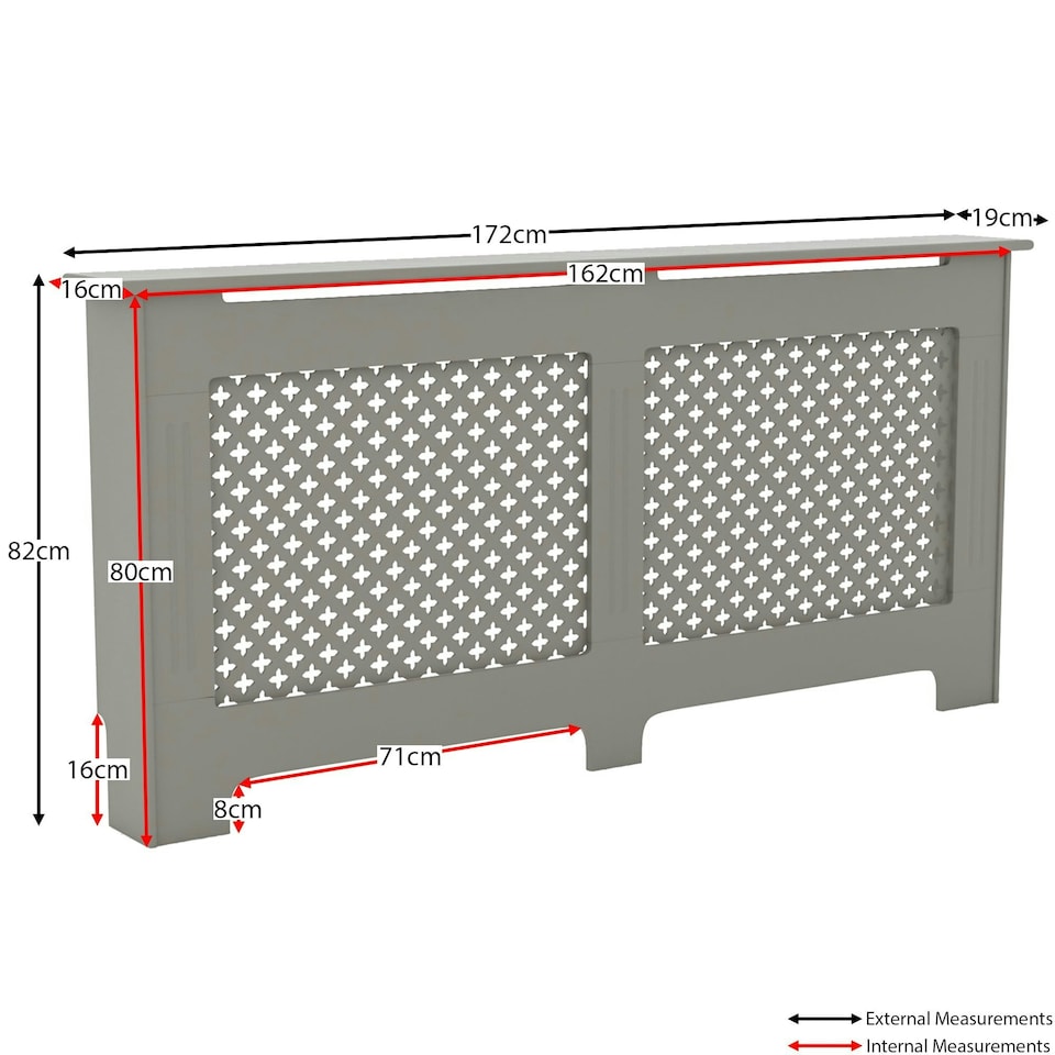 image 1 of Vida Designs Oxford Radiator Cover Painted MDF Cabinet, Grey, 172cm