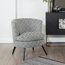 Interiors by Premier Round Black and White Round Armchair, Accent Chair for Living Room, Accent Lounge Chair for Home