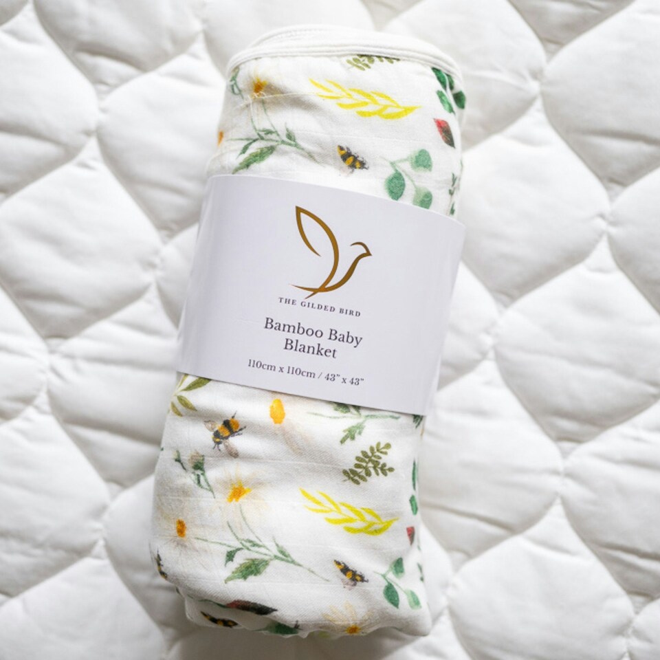 image 1 of The Gilded Bird Wild Bee Bamboo Baby Blanket
