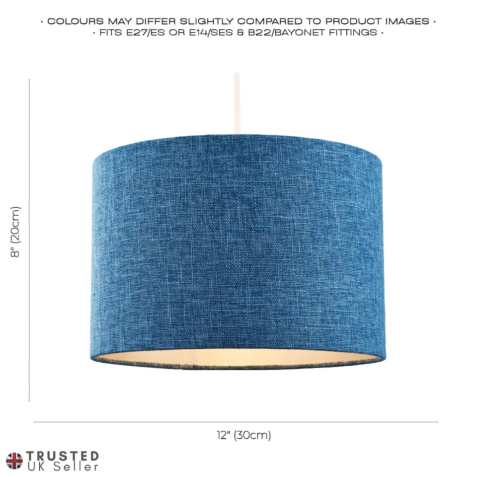 image 1 of Contemporary and Sleek 12 Inch Midnight Blue Linen Drum Lamp Shade 60w Maximum | Blue
