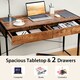 image 8 of COSTWAY Computer Desk Wooden Writing Workstation Coffee Brown