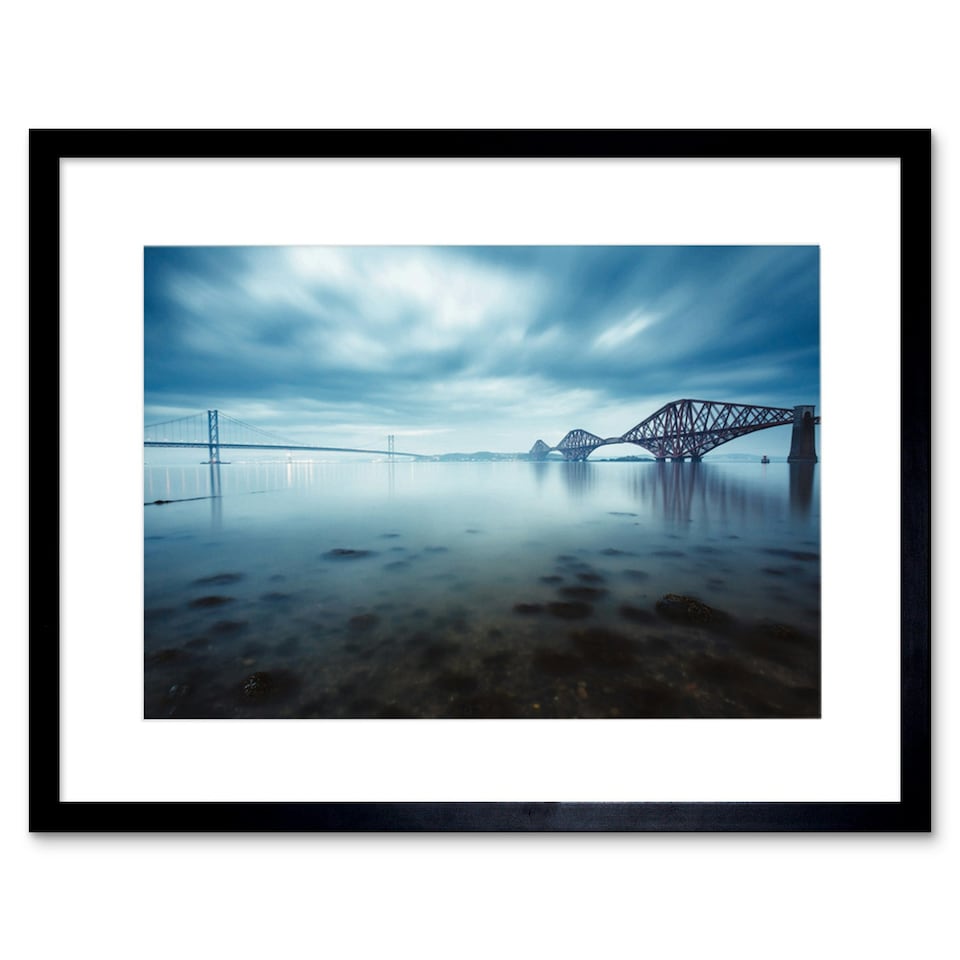 image 1 of Forth Bridges Edinburgh Scotland Home Decor 12x16" Framed Wall Art Print