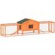 image 1 of PawHut Rabbit Hutch, Wooden Bunny House w/ Tray & Ramps, for Garden, Orange