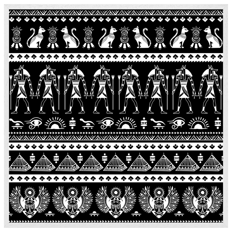 image 1 of Heiroglyphs on black (Picutre Frame) White | L