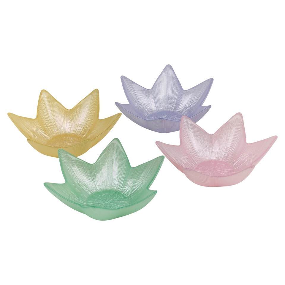 image 1 of Glass Star Shaped Nibble Bowls Decorative Serving Dishes | Multi | Three of each colour