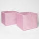 image 4 of OHS 2 Pack Folding Storage Cubes Soft Matte Velvet Collapsible Home Modern Storage Organiser Space Saving Square Ottoman Boxes Pink | Blush Pink