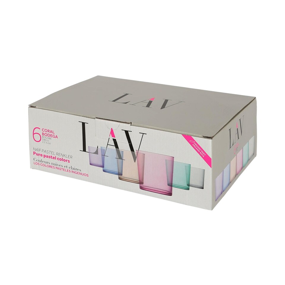 image 1 of LAV Bodega Glass Tumblers - 345ml - Colour Base - Pack of 6 | Multi | Full Colour