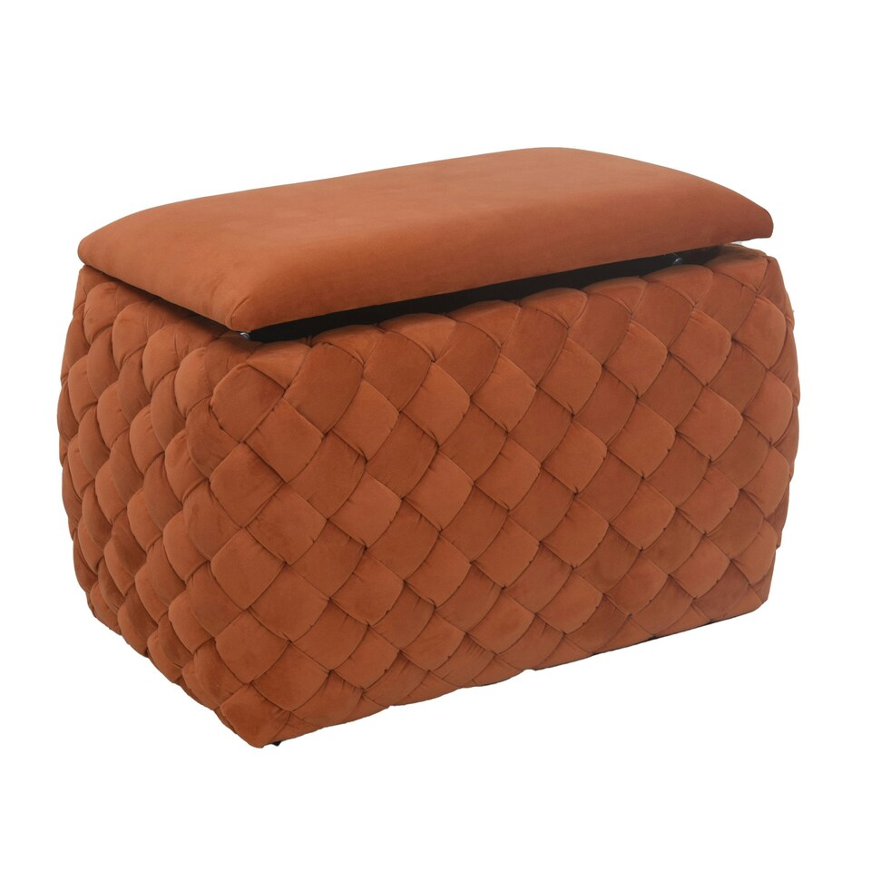 image 1 of Plumeo Velvet Storage Ottoman - Orange