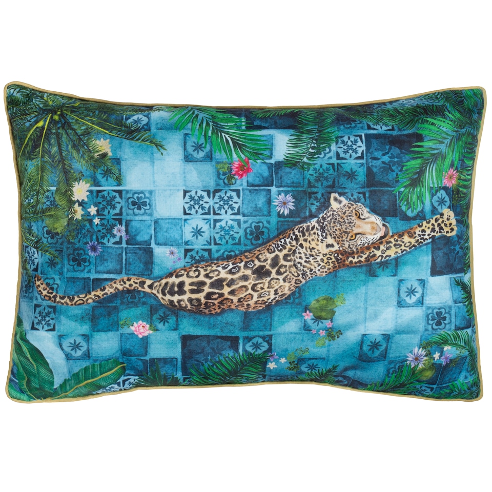 image 1 of Paoletti Majorelle Leopard Piped Outdoor Cushion