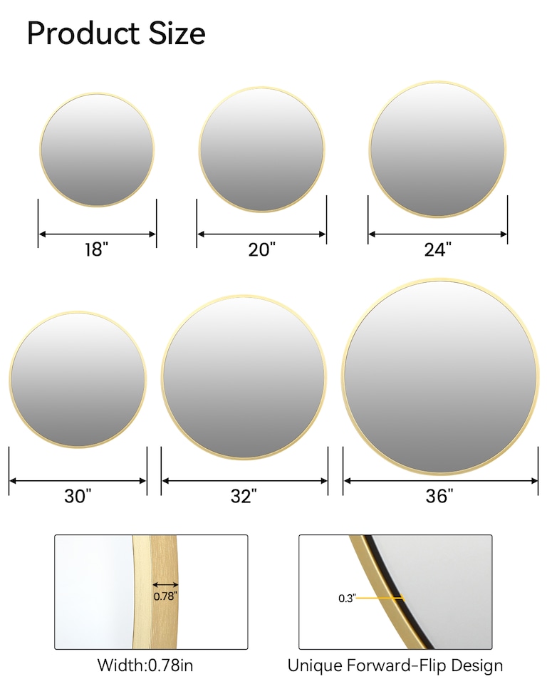 image 1 of London Boutique Gold Round Wall Mirror Bathroom Framed Mirror 45 cm