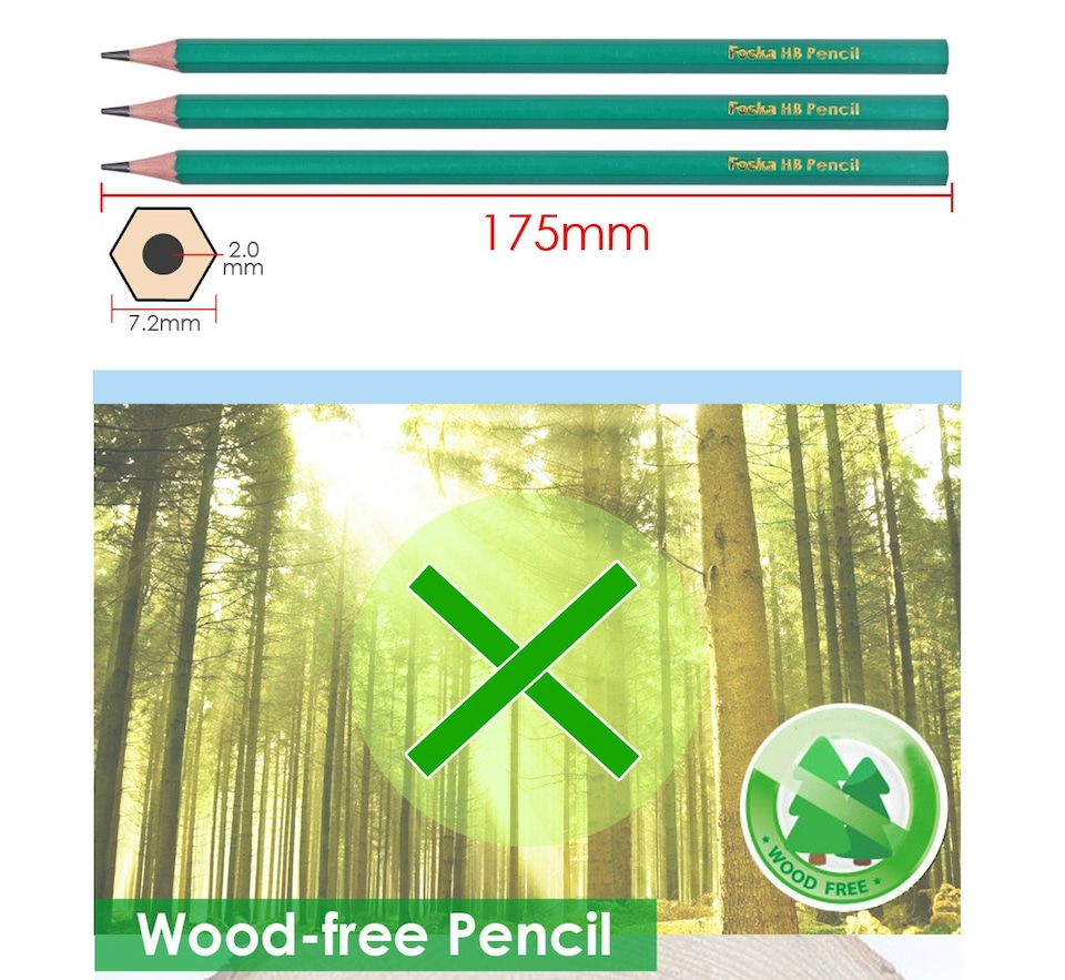 image 1 of Pack of 12 7'' Flexible Sharpened Plastic Wood- Free HB Pencils with Eraser