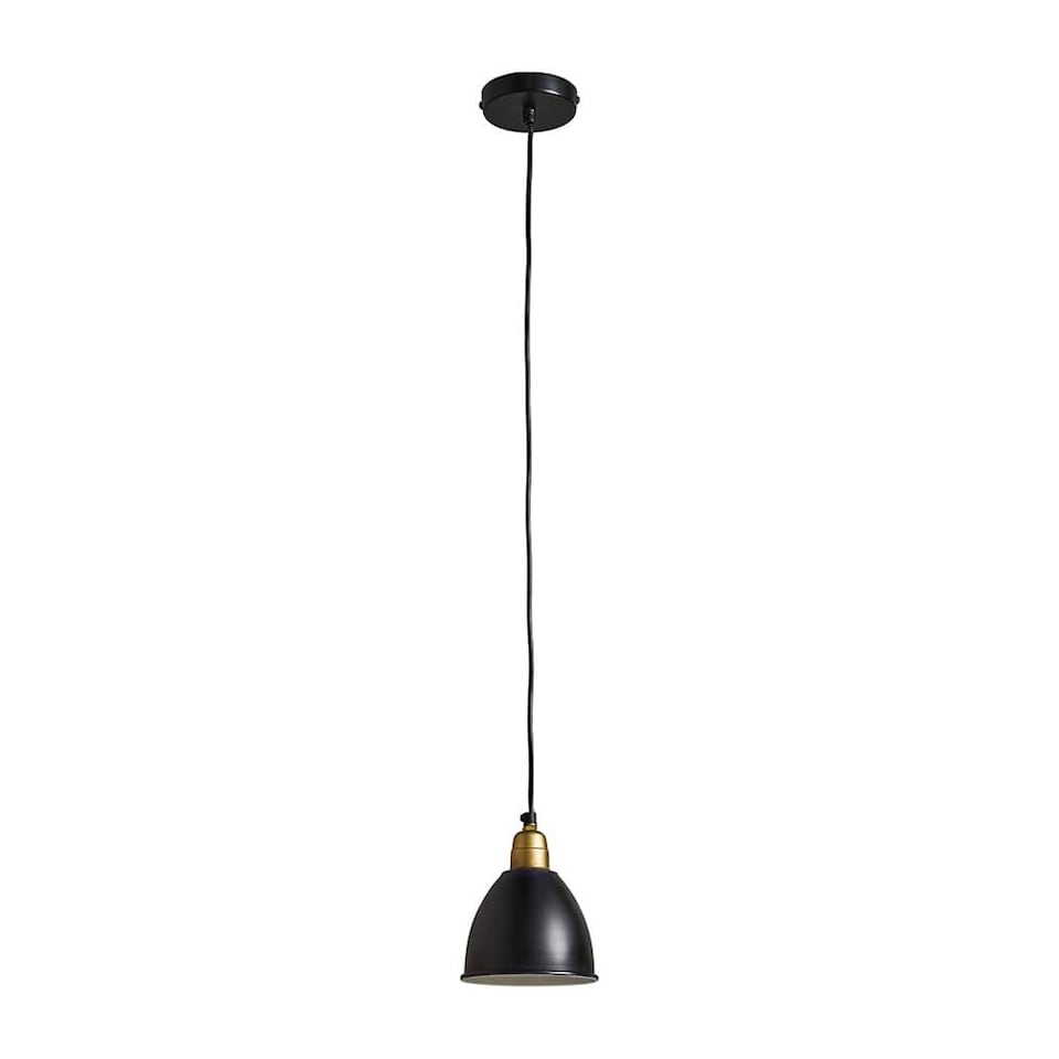 image 1 of ValueLights Eli Matte Black and Gold Dome Ceiling Pendant Light Fitting