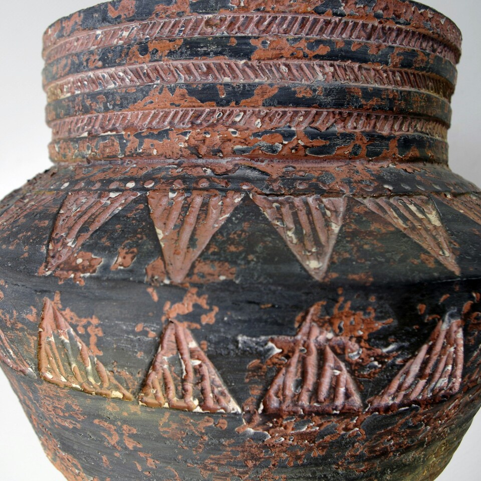 image 1 of 22cm x 34cm Aztec Inca Large Planter Brown