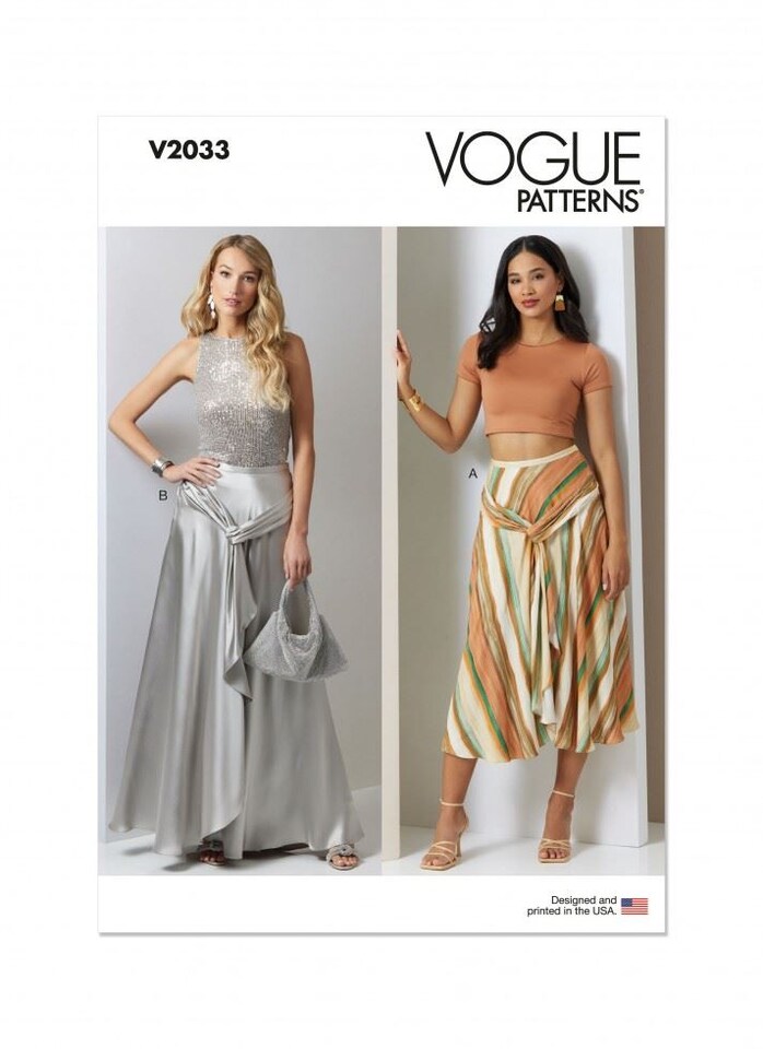 Vogue 2033 Paper Sewing Pattern – Women’s Skirt, Size D5 (4–6–8–10–12), Intermediate