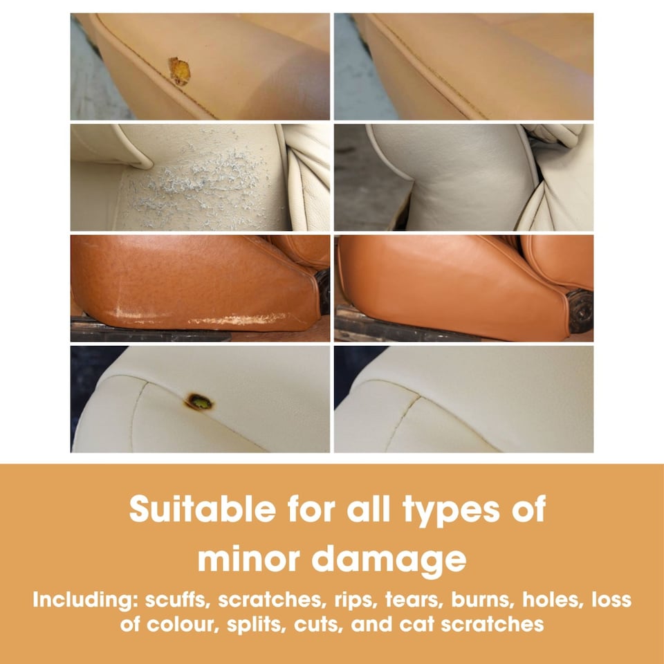 image 1 of Complete Leather Repair Kit (Black) -12 Colour Options for Sofas, Car Seats - Matches All Shades of Leather - Patch, Fill & Touch up Scratches, tears and Other Damaged Areas