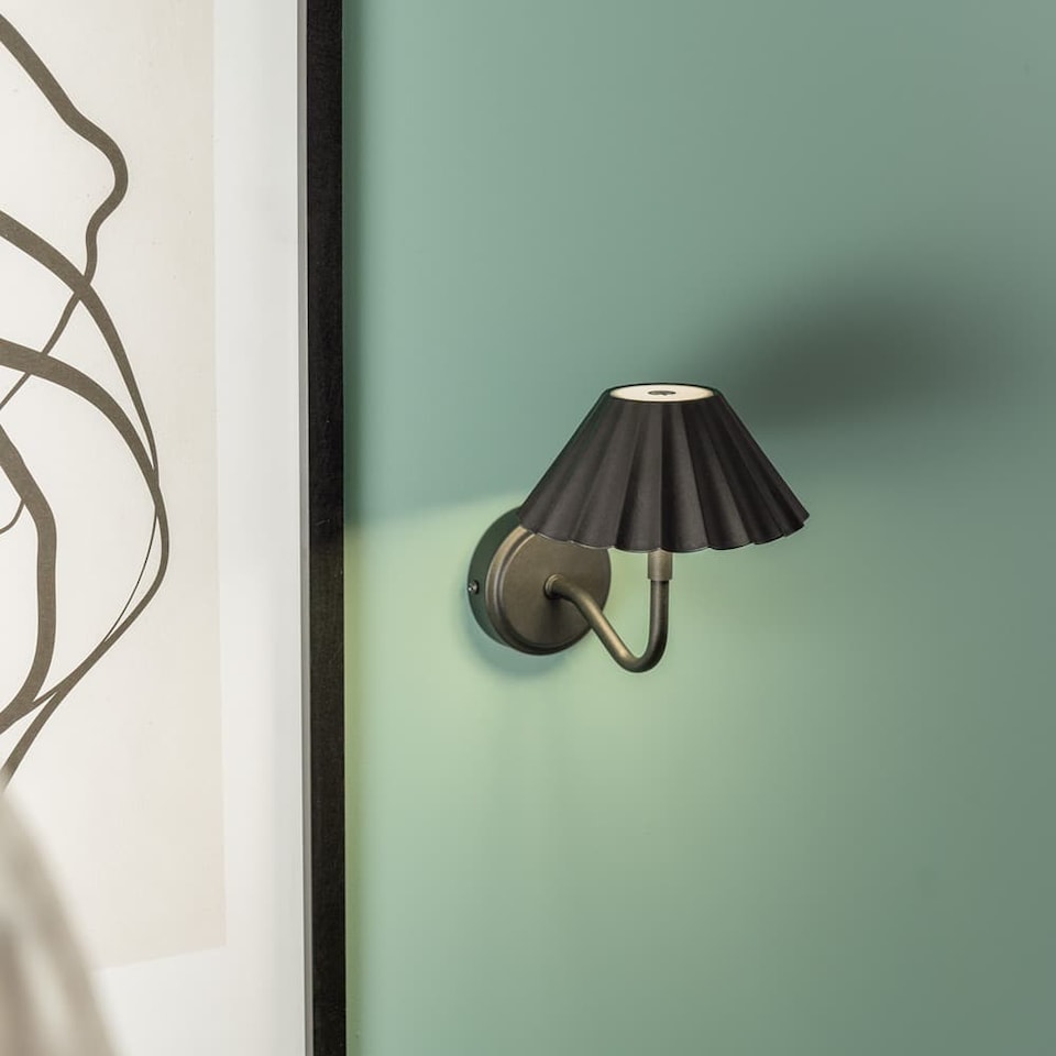 image 1 of ValueLights Avery Pair Black Rechargeable Wall Light & Integrated Bulb | Black