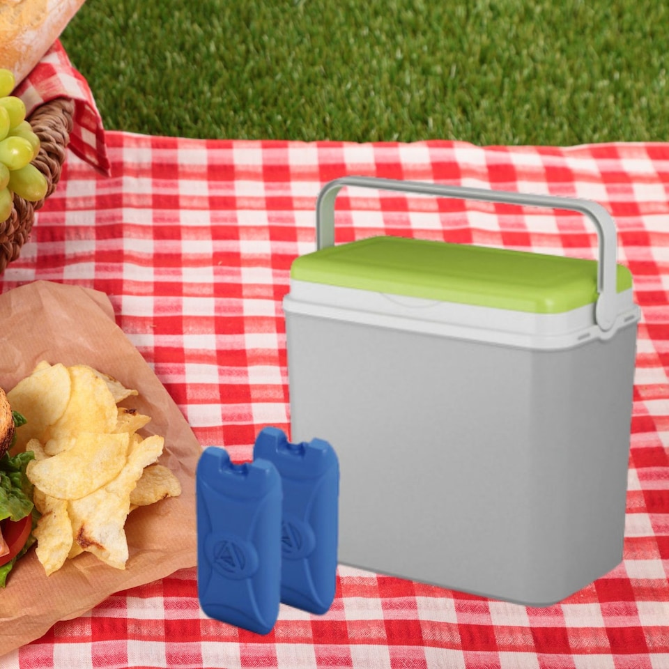 image 1 of 24L Insulated Coloured Cooler Box With 2 Ice Packs | Black | 1
