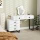 image 7 of HOMCOM Dressing Table with LED Leaf Shape Mirror and 5 Drawers, White White
